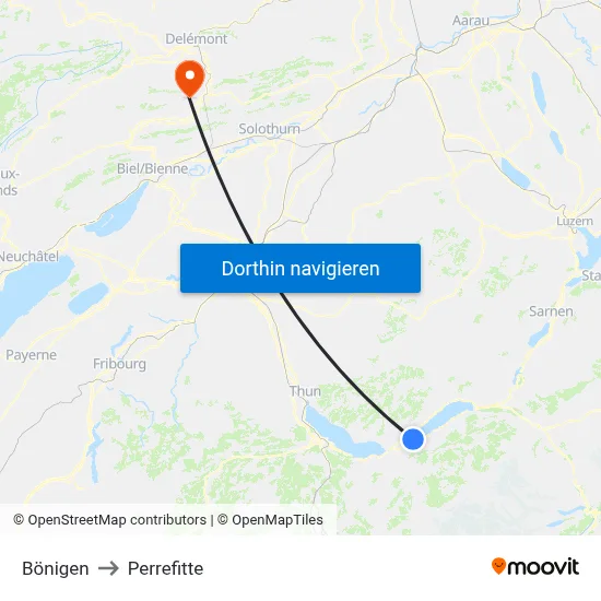 Bönigen to Perrefitte map
