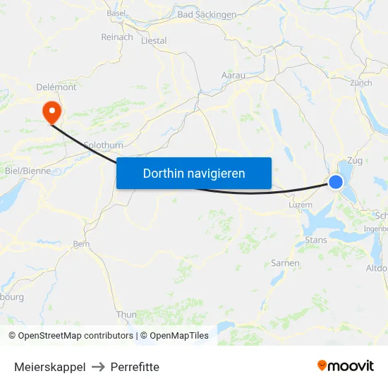 Meierskappel to Perrefitte map