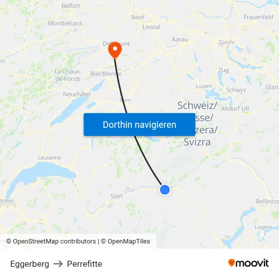 Eggerberg to Perrefitte map