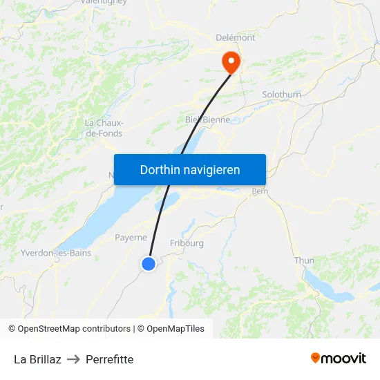 La Brillaz to Perrefitte map