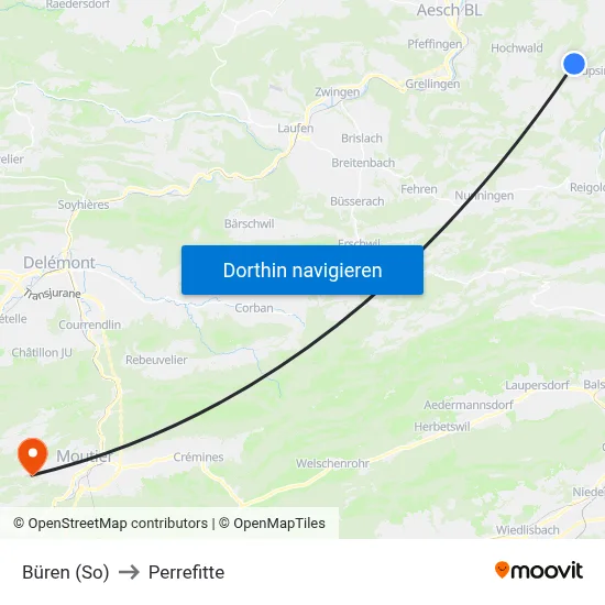 Büren (So) to Perrefitte map