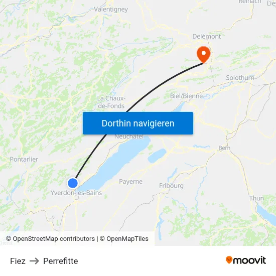 Fiez to Perrefitte map