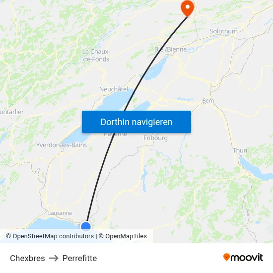 Chexbres to Perrefitte map