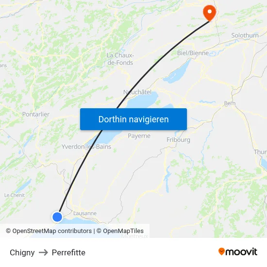 Chigny to Perrefitte map