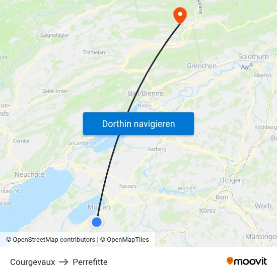 Courgevaux to Perrefitte map