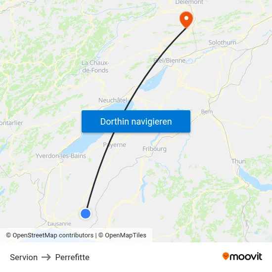 Servion to Perrefitte map