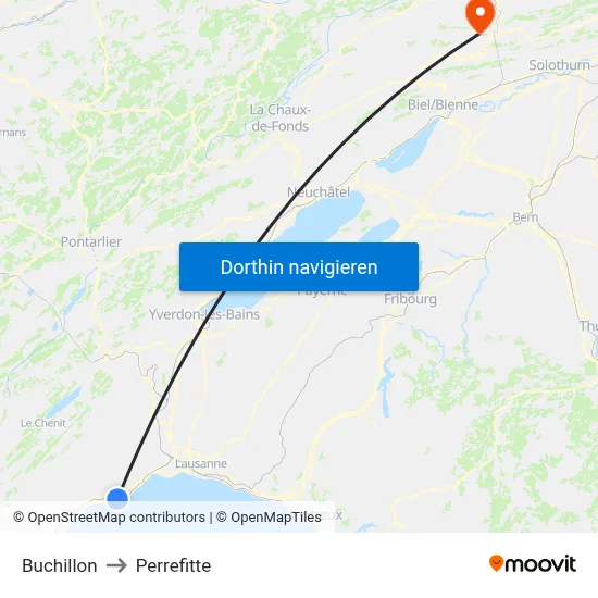 Buchillon to Perrefitte map
