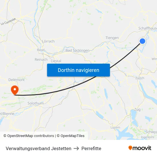 Verwaltungsverband Jestetten to Perrefitte map