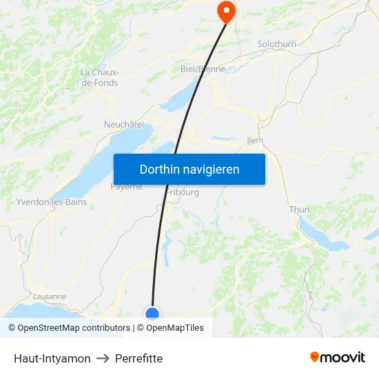 Haut-Intyamon to Perrefitte map