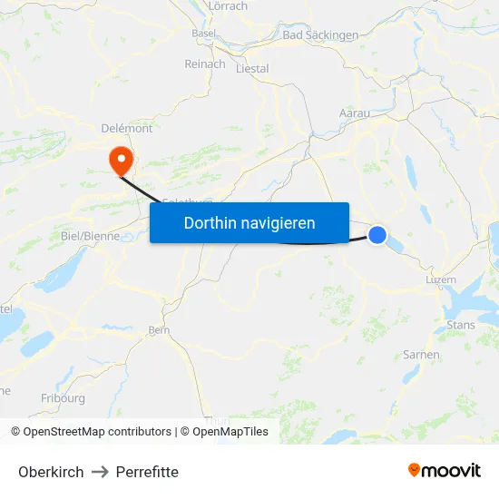 Oberkirch to Perrefitte map