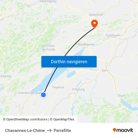 Chavannes-Le-Chêne to Perrefitte map