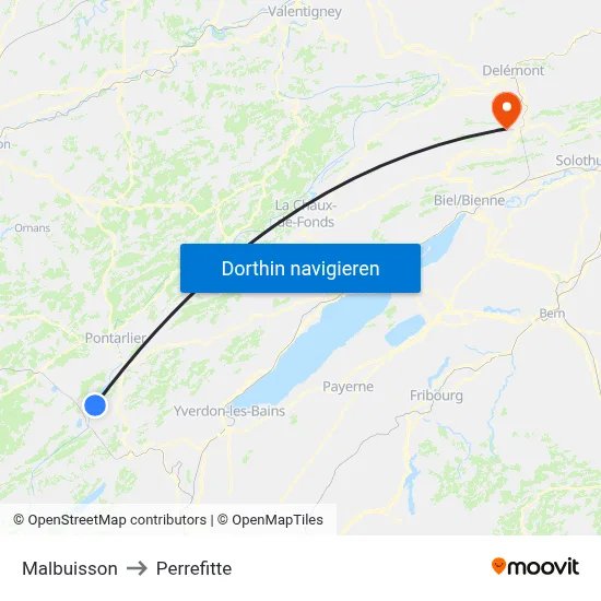 Malbuisson to Perrefitte map