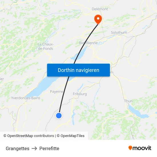 Grangettes to Perrefitte map