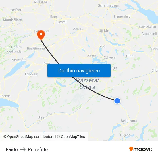 Faido to Perrefitte map