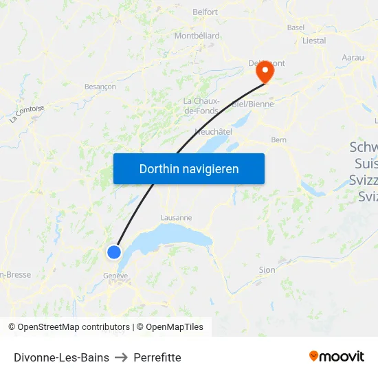 Divonne-Les-Bains to Perrefitte map