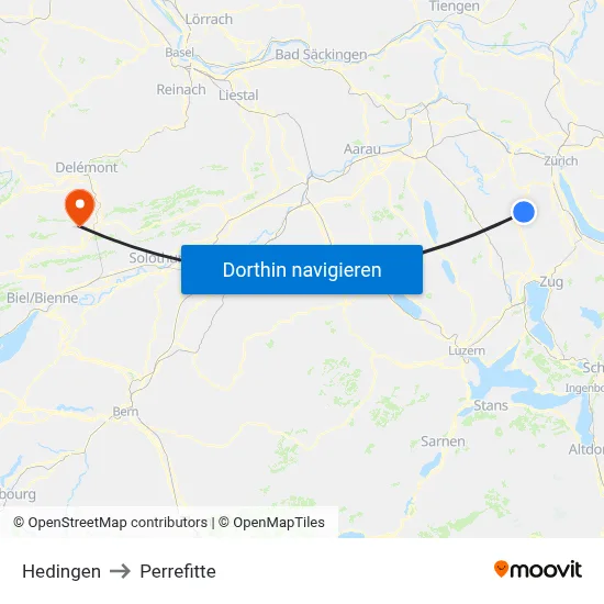 Hedingen to Perrefitte map