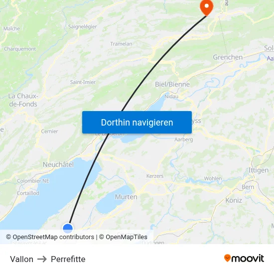 Vallon to Perrefitte map
