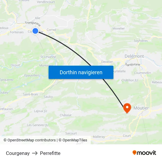 Courgenay to Perrefitte map