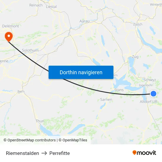 Riemenstalden to Perrefitte map