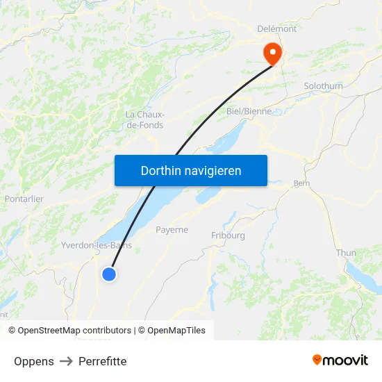 Oppens to Perrefitte map