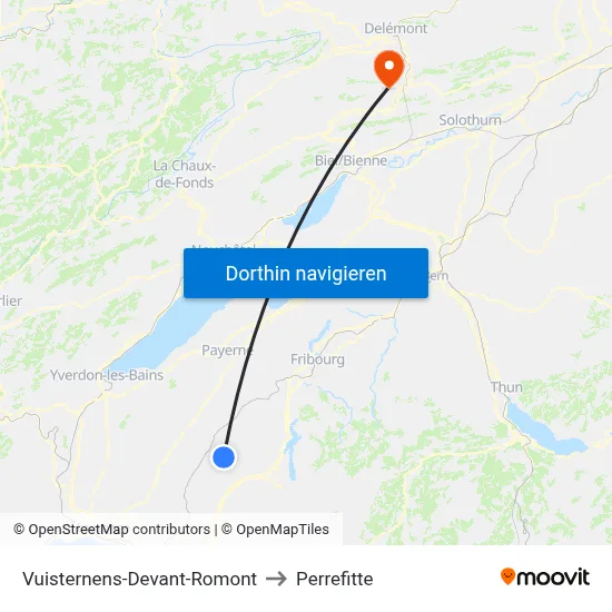 Vuisternens-Devant-Romont to Perrefitte map
