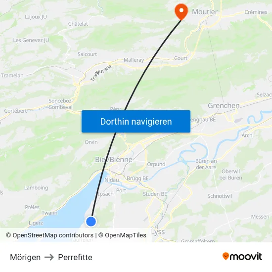 Mörigen to Perrefitte map