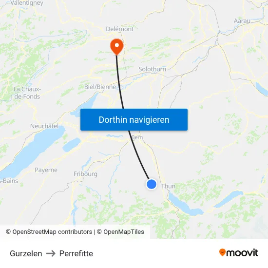 Gurzelen to Perrefitte map