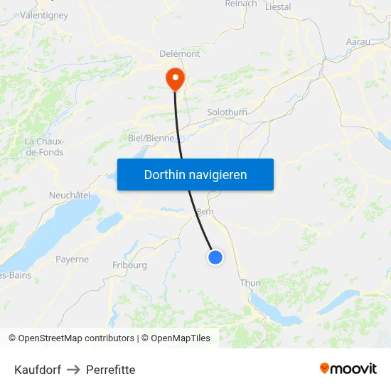 Kaufdorf to Perrefitte map