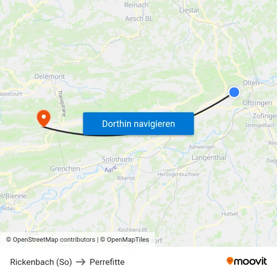 Rickenbach (So) to Perrefitte map