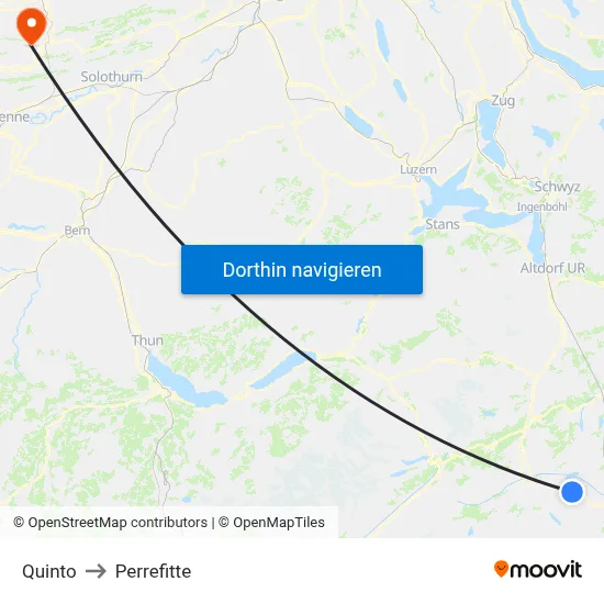 Quinto to Perrefitte map