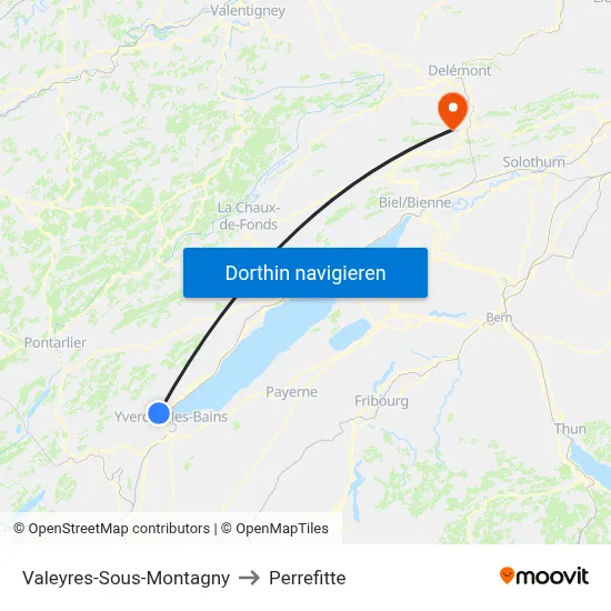Valeyres-Sous-Montagny to Perrefitte map