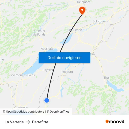 La Verrerie to Perrefitte map