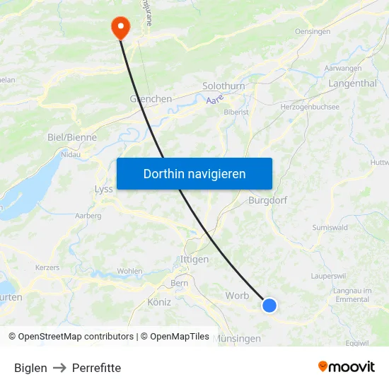 Biglen to Perrefitte map