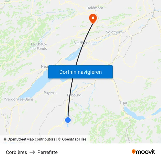 Corbières to Perrefitte map