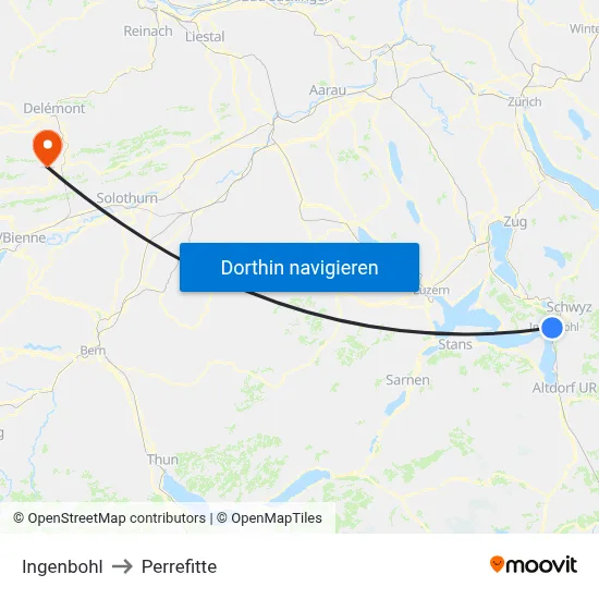 Ingenbohl to Perrefitte map
