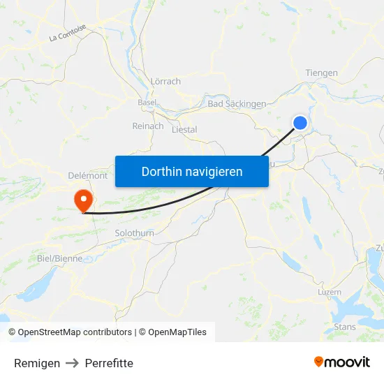 Remigen to Perrefitte map