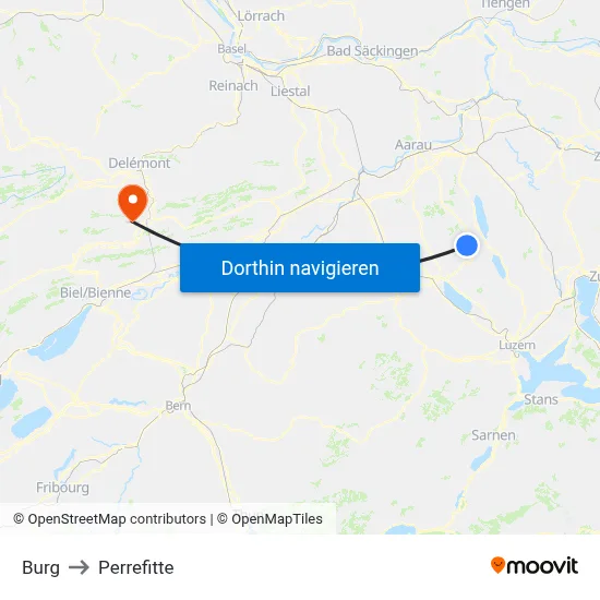 Burg to Perrefitte map