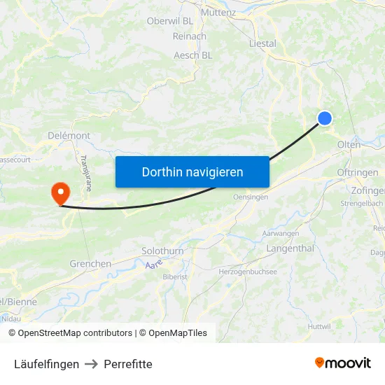 Läufelfingen to Perrefitte map
