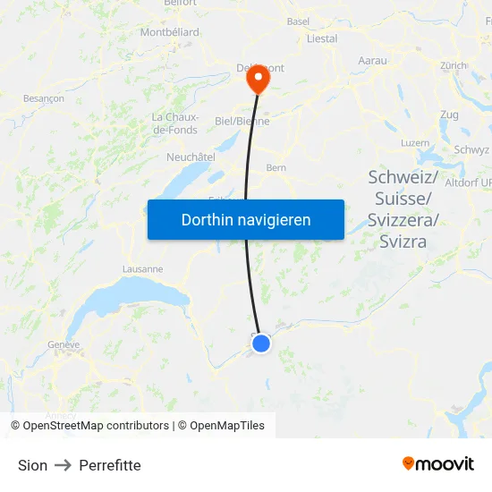 Sion to Perrefitte map