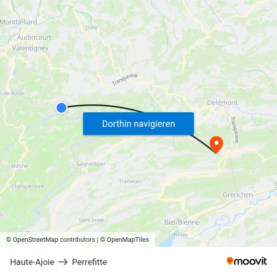 Haute-Ajoie to Perrefitte map