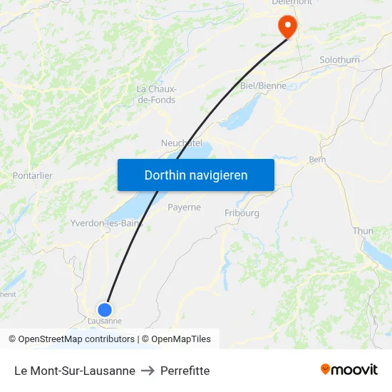 Le Mont-Sur-Lausanne to Perrefitte map