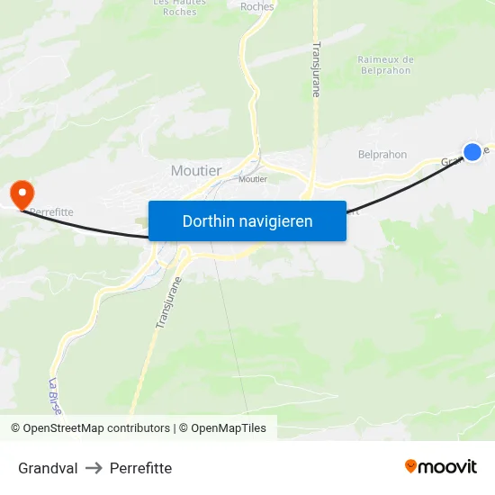 Grandval to Perrefitte map