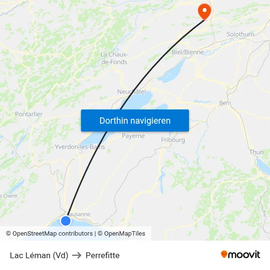 Lac Léman (Vd) to Perrefitte map