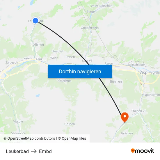 Leukerbad to Embd map