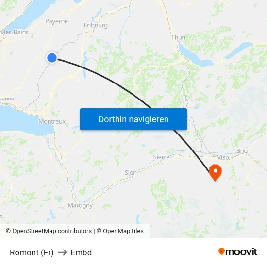 Romont (Fr) to Embd map