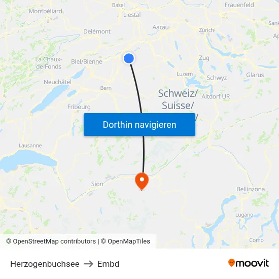 Herzogenbuchsee to Embd map