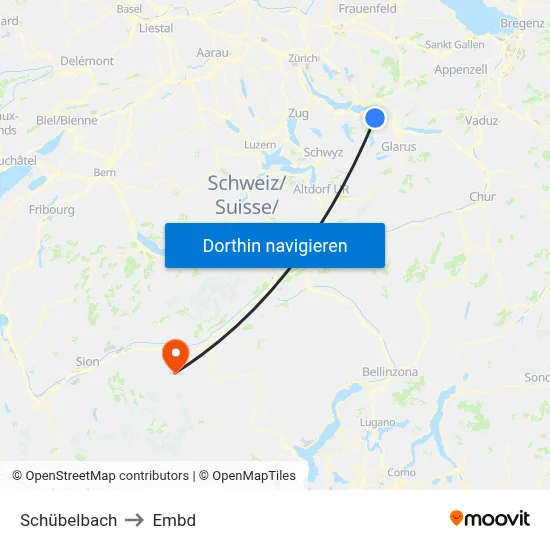 Schübelbach to Embd map