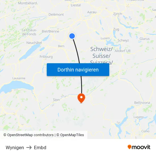 Wynigen to Embd map