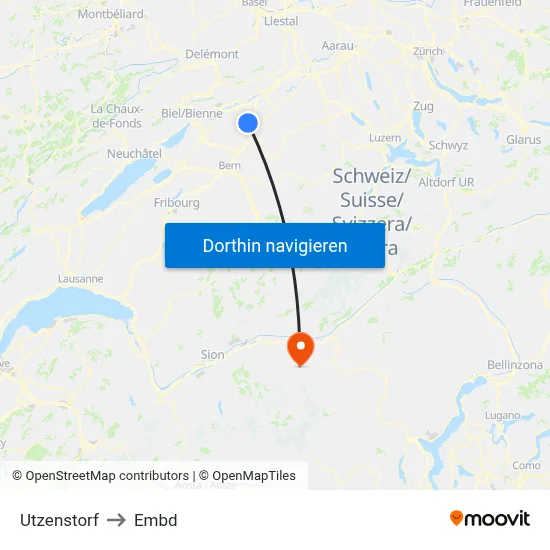 Utzenstorf to Embd map