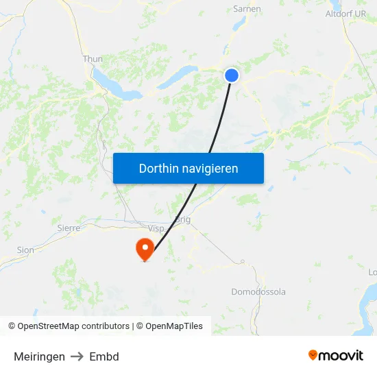Meiringen to Embd map
